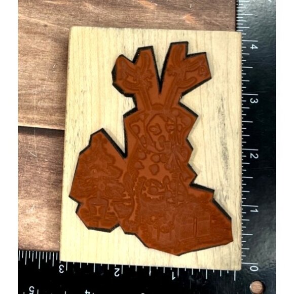 VERY HTF GREAT IMPRESSIONS G21 DOG W ANTLERS WOOD MOUNTED RUBBER STAMP DALMATION - Picture 2 of 4
